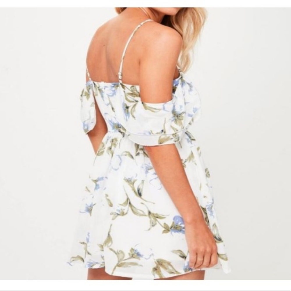 Missguided White floral casual dress